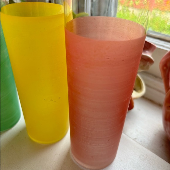 Vintage Fire King Cocktail/Highball Glasses Green/Yellow/Orange/Red Transferware - Picture 10 of 10